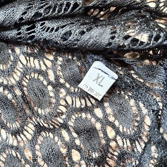 Womens Open Knit Coverup Beach Top Tunic XL Black Festival Goth Witchy Fairy - Picture 6 of 7